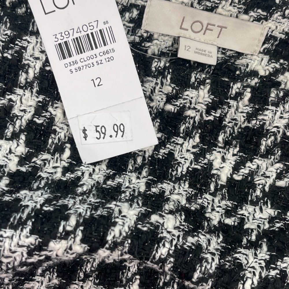 LOFT Houndstooth Tweed Shirt size 12 NWT - Picture 3 of 5